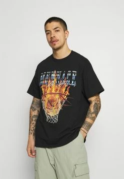Mennace BURNING HOOP - T-Shirt Print - Black, Herren