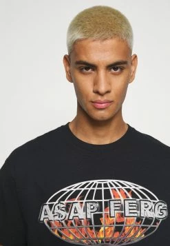 Mennace A$AP FERG FLAME GLOBE - T-Shirt Print - Black, Herren -Mennace Speichern 30de92c7d691423db1014465e9d8c6d6