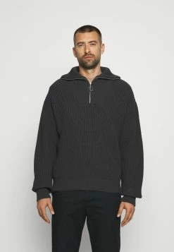Mennace EVIAN HALF ZIP NECK UNISEX - Strickpullover - Charcoal