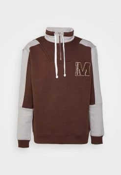 Mennace CONTRAST PANEL HALF ZIP - Sweatshirt - Brown, Herren -Mennace Speichern 373b1198a25148aeb7dba72fbfd3bab0