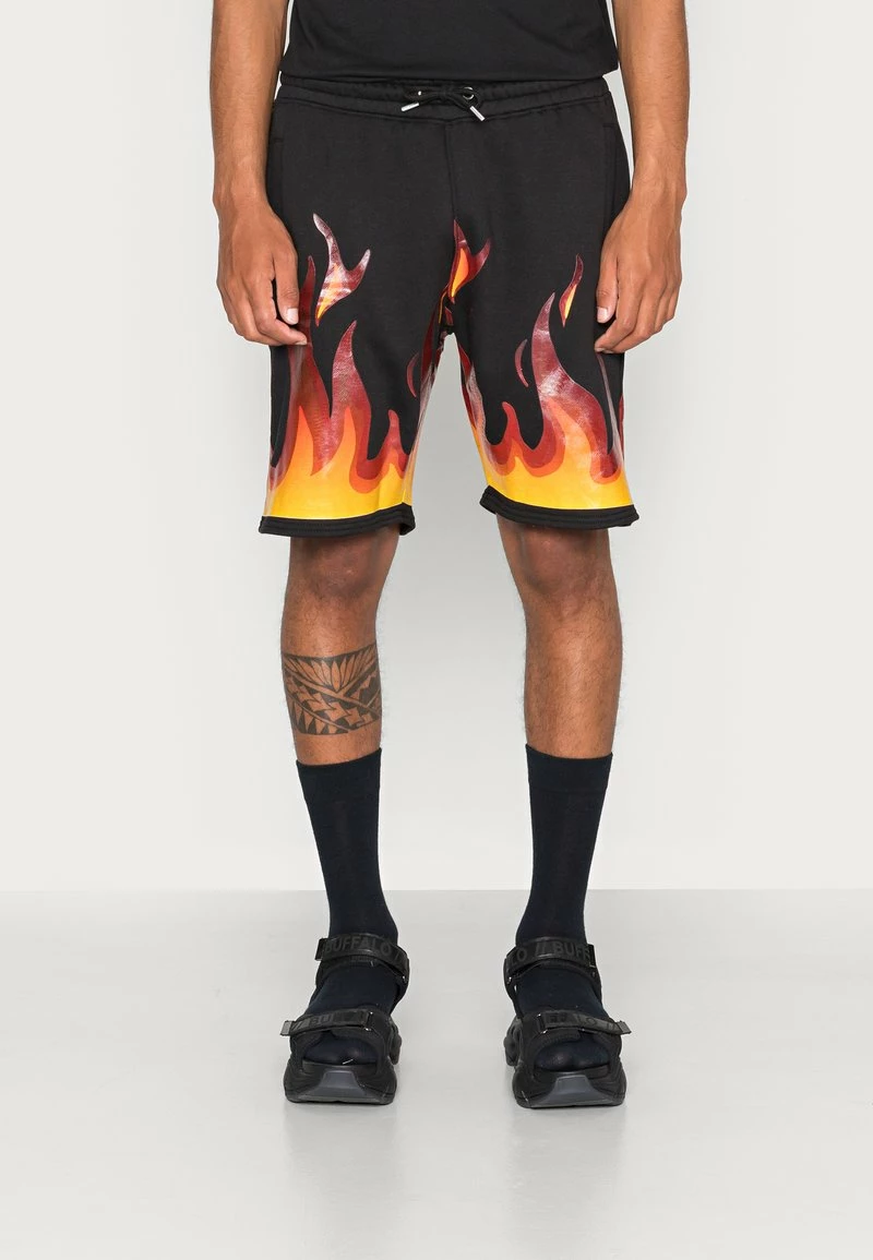 MENNACE FLAME MID LENGTH UNISEX - Shorts - Black 1 MENNACE FLAME MID LENGTH UNISEX - Shorts - Black