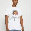 Mennace BURNING PALM REGULAR - T-Shirt Print - White, Herren