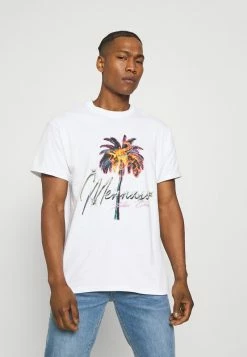 Mennace BURNING PALM REGULAR - T-Shirt Print - White, Herren