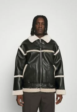 Mennace HENNESSEY EXPOSED SEAM AVIATOR JACKET - Kunstlederjacke - Black, Herren