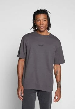 Mennace ESSENTIAL REGULAR RELAXED SIG TEE UNISEX - T-Shirt Basic - Charcoal