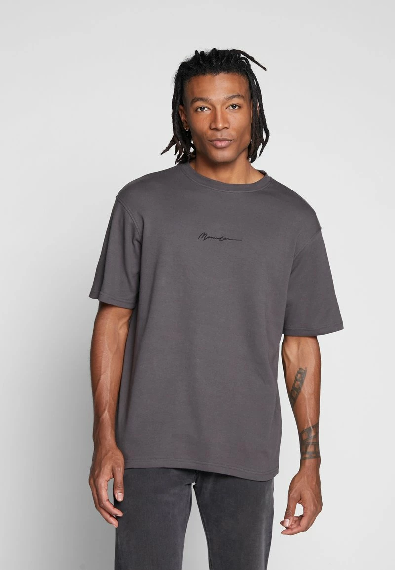 Mennace ESSENTIAL REGULAR RELAXED SIG TEE UNISEX - T-Shirt Basic - Charcoal 1 Mennace ESSENTIAL REGULAR RELAXED SIG TEE UNISEX - T-Shirt Basic - Charcoal