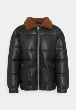 Mennace HENNESSEY BORG COLLAR JACKET - Kunstlederjacke - Black, Herren -Mennace Speichern abb8a3881baf42519c80624882480ff6