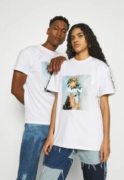 Mennace BURNING PALM TREE REGULAR UNISEX - T-Shirt Print - White