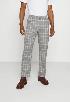 Mennace BREEZE STRAIGHT CHECK SUIT TROUSER - Stoffhose - Grey, Herren