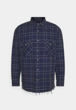 Mennace DOUBLE POCKET DISTRESSED CHECK UNISEX - Hemd - Blue