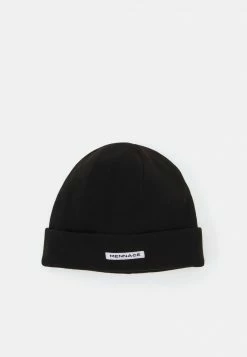 Mennace SHORT BEANIE LABEL UNISEX - Mütze - Black