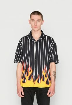 MENNACE PINSTRIPE FLAME BOXY - Hemd - Black, Herren