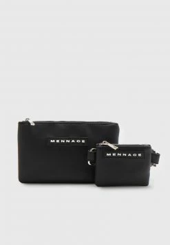 Mennace CROSSBODY DOUBLE BAG BRANDED BADGE SET UNISEX - Umhängetasche - Black
